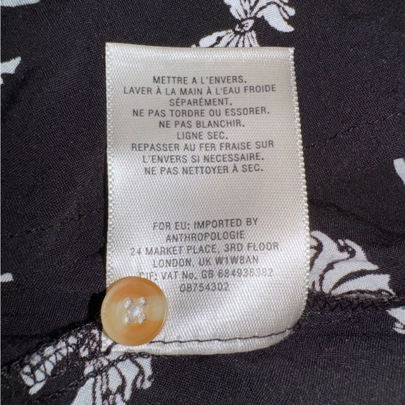 Maeve Anthropologie Emory Black White Bow Print Button Down Blouse Shirt Size 8 - Picture 6 of 7